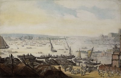 En regatta på Themsen nedenfor Westminster, av Thomas Rowlandson
