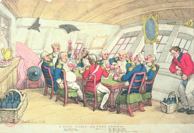 En koselig hytte eller havneadmiral (fargegravering) av Thomas Rowlandson