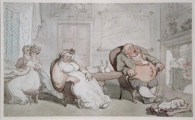 A Stolen Kiss (akvarell på papir) av Thomas Rowlandson
