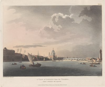En utsikt over London fra Themsen, 1. november 1809., 1. november 1809 av Thomas Rowlandson