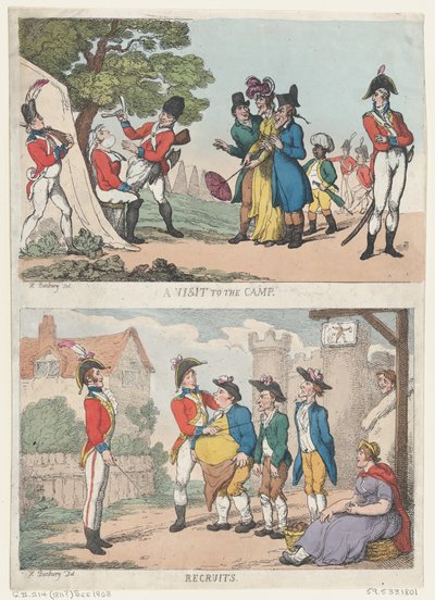 Et besøk i leiren og rekrutter, 1811, 1811. av Thomas Rowlandson