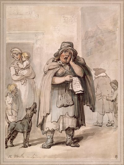 En gateselger på et gatehjørne, London av Thomas Rowlandson