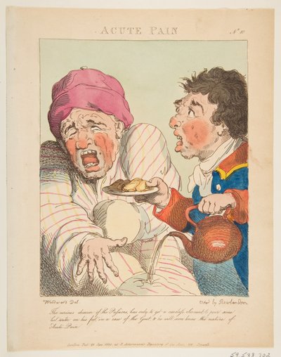 Acute Pain Le Brun Travested, eller Caricatures of the Passions, 21. januar 1800. av Thomas Rowlandson