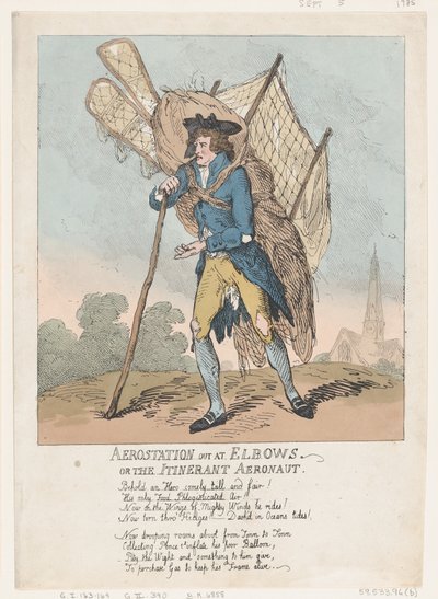 Aerostation ut ved Elbows, eller The Itinerant Aeronaut, 5. september 1785., 5. september 1785. av Thomas Rowlandson