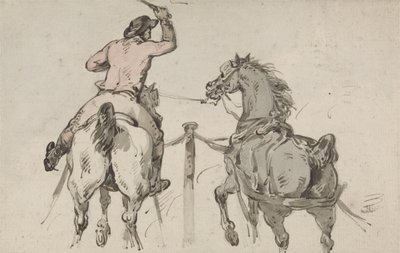 An English Postilion, ca. 1785 (grafitt, penn, blekk og m/c på papir) av Thomas Rowlandson