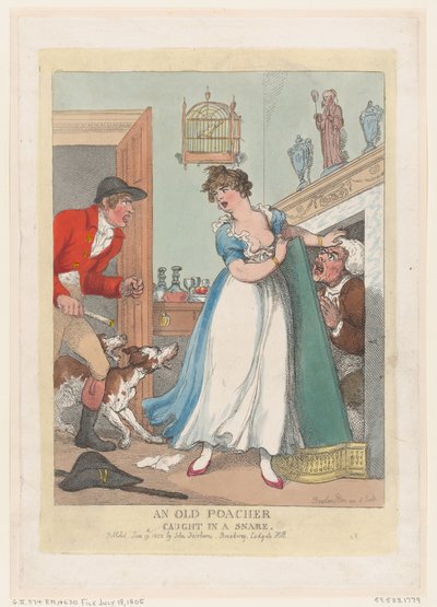 En gammel krypskytter fanget i en snare, 19. juni 1823., 19. juni 1823. av Thomas Rowlandson