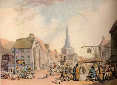 En gammel engelsk landsbyscene fra 1700-tallet. 1941 av Thomas Rowlandson