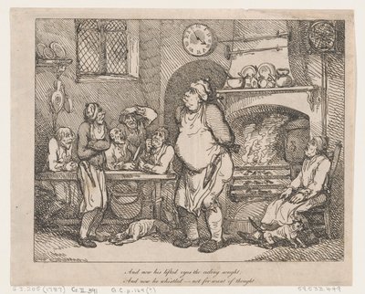 Og nå hans løftede øyne taket søkte..., 1787., 1787. av Thomas Rowlandson
