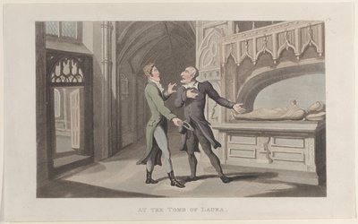 At the Tomb of Laura, fra Journal of Sentimental Travels in the Southern Provinces of..., 1817-21. av Thomas Rowlandson