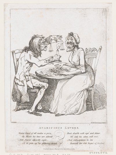 Avaricious Lovers, 1. august 1797., 1. august 1797. av Thomas Rowlandson