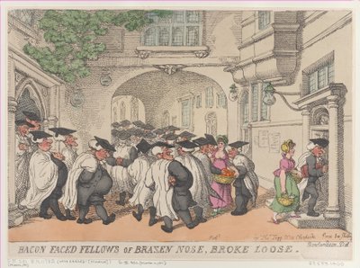 Bacon Faced Fellows of Brazen Nose, Broke Loose, 1811., 1811. av Thomas Rowlandson