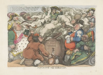 Desinfisering av korsikaneren, 1813 Funcking the Corsican (tittel på objekt) av Thomas Rowlandson