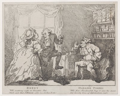 Bozzy og Madame Piozzi Frontispice, Bozzy og Piozzi av Peter Pindar, 1780-86., 1780-86. av Thomas Rowlandson