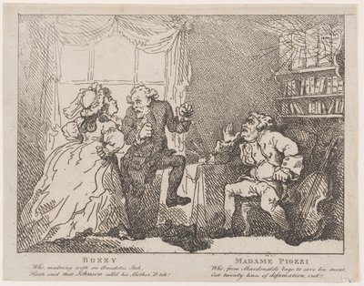 Bozzy og Madame Piozzi Frontispice, Bozzy og Piozzi av Peter Pindar, 1780-86., 1780-86. av Thomas Rowlandson