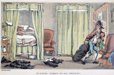 Innbrudd - i "" Doctor Syntax sine tre turer: på jakt etter den pittoreske trøsten og en kone"" av William Combe, ill. Rowlandson av Thomas Rowlandson