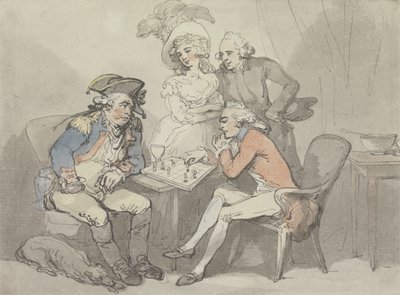 Sjakkmatt, ca. 1790 (akvarell og blekk over grafitt på papir) av Thomas Rowlandson