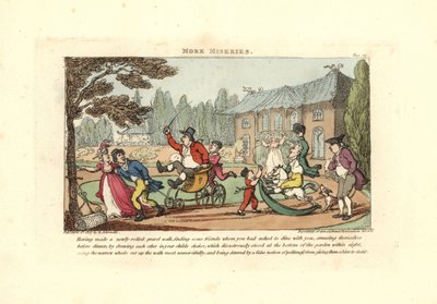 Barn som leker på vogner som skjærer opp en nyrullet gruskjøring av Thomas Rowlandson