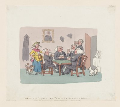 Christmas Academics Playing a Rubber at Whist, 1. april 1803., 1. april 1803. av Thomas Rowlandson