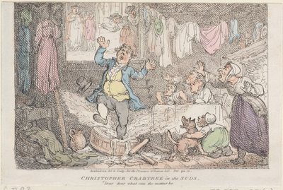 Christopher Crabtree in the Suds: Kjære, kjære hva kan saken være, 1807., 1807. av Thomas Rowlandson