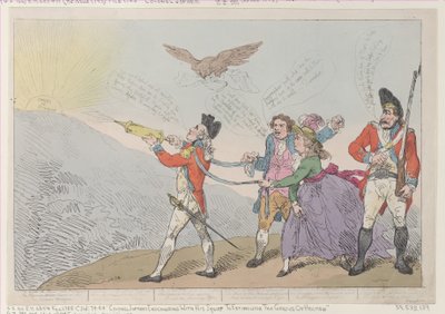 [Kol. Topham Endeavouring with his Squirt to Extinguish the Genius of Holman], O..., 5. oktober 1785. av Thomas Rowlandson