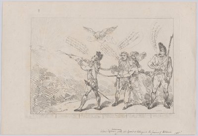 [Kol. Topham Endeavouring, With His Squirt, to Extinguish the Genius of Holma..., 10. desember 1784. av Thomas Rowlandson
