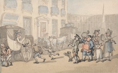 Comforts of Bath: busser ankommer av Thomas Rowlandson