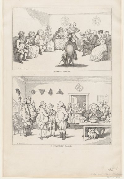 Samtale og en countryklubb, 1806-11., 1806-11. av Thomas Rowlandson