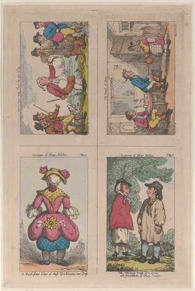 Kostyme til Hogs Norton, How a Man May Shoot His Own Wig, og The Maid of Mim, 1809., 1809. av Thomas Rowlandson