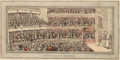 Covent Garden Theatre, pub. Henry Brookes, 1786 (håndfarget etsning) av Thomas Rowlandson