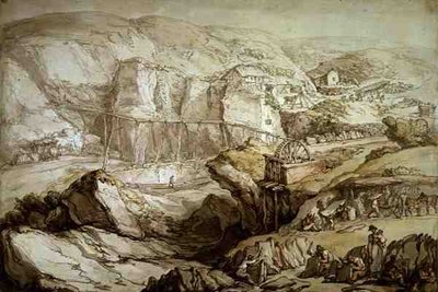 Delabole Slate Quarry (penn, blekk, akvarell og blyant på Whatman-papir) av Thomas Rowlandson