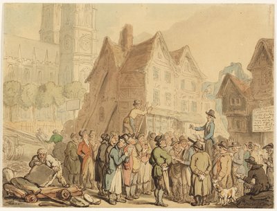 Riving av gamle hus nord for Westminster Abbey av Thomas Rowlandson