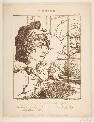 Desire Le Brun Travested, eller Caricatures of the Passions, 20. januar 1800. av Thomas Rowlandson