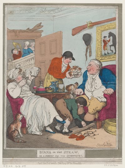 Diana in the Straw, or A Treat for Quornites, 1. januar 1804., 1. januar 1804. av Thomas Rowlandson