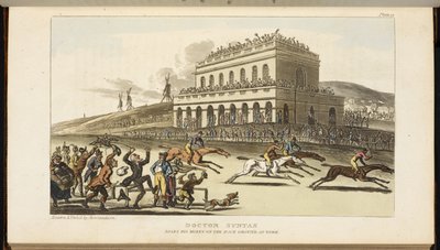 Doctor Syntax, mister pengene sine på racerbanen i York av Thomas Rowlandson