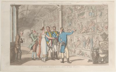 Don Luigi møter Donna Anna i museet, fra Napoli og Campagna Felice: i..., 1. juni 1815. av Thomas Rowlandson