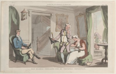 Don Michele forbereder seg til sin triumfekspedisjon, fra Napoli og Campagna ..., 1. juni 1815. av Thomas Rowlandson