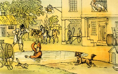 'Dr Syntax underholdt med Pat i dammen' av Thomas Rowlandson