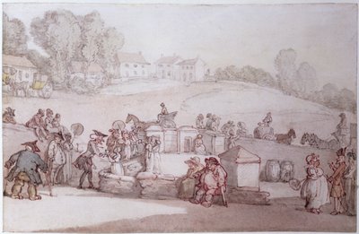 Dr Syntax på Harrogate Spa (penn, wc og blyant på papir) av Thomas Rowlandson