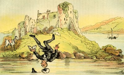 "Dr Syntax faller i vannet" av Thomas Rowlandson