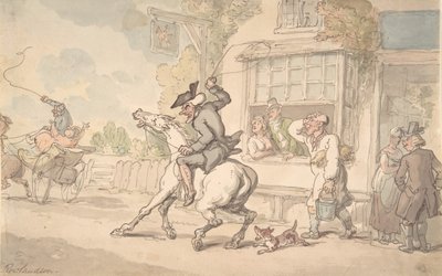 Dr. Syntax with a Balky Horse Before an Inn, 1700-1900-tallet. av Thomas Rowlandson