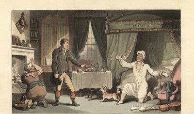 Engelsk herre som mottar et brev fra familien sin av Thomas Rowlandson