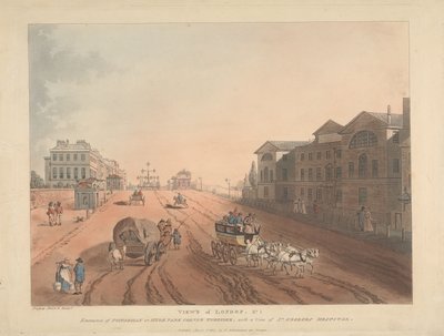 Inngangen til Piccadilly eller Hyde Park Corner Turnpike (nr. 1) av Thomas Rowlandson
