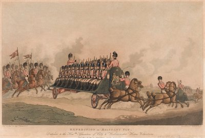 "Expedition of Military Fly" (akvatint, farge) av Thomas Rowlandson