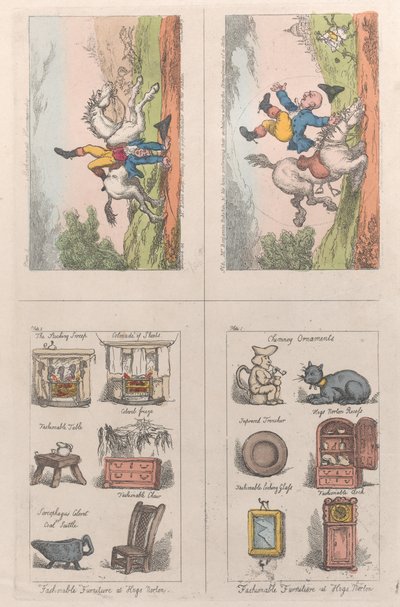 Fasjonable møbler hos Hogs Norton, Mathematical Horsemanship, 1809., 1809 av Thomas Rowlandson