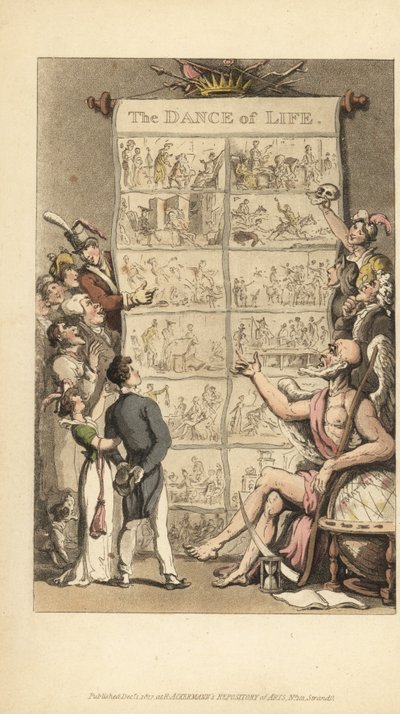 Father Time viser menn og kvinner scener fra livet av Thomas Rowlandson