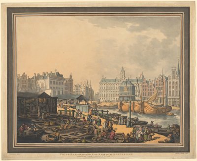 Feyge Dam, med en del av fiskemarkedet i Amsterdam av Thomas Rowlandson