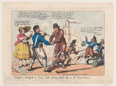 Forget & Forgive, or Honest Jack Shaking Hands with and Old Acquaintance , Se..., 3. september 1799 av Thomas Rowlandson