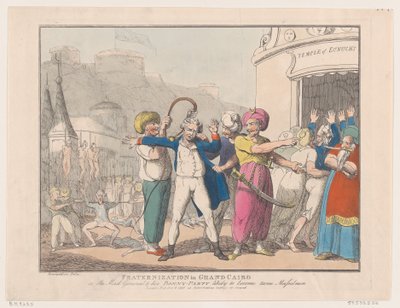 Fraternization in Grand Cairo, eller The Mad General & his Bonny Party Likely to ..., 9. oktober 1798. av Thomas Rowlandson