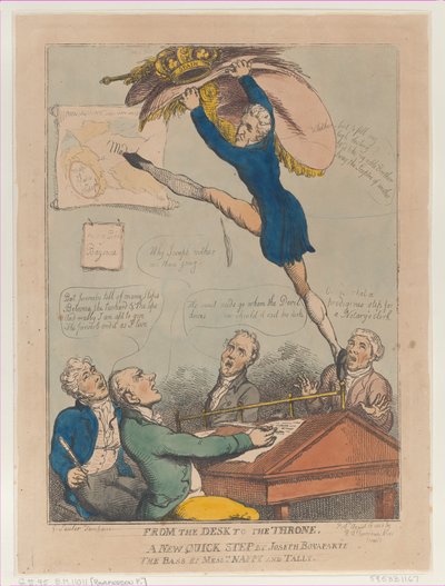 From the Desk to the Throne, A New Quick Step av Joseph Bonaparte the Bass av M..., 18. august 1808. av Thomas Rowlandson
