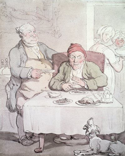 fråtsing (penn og wc på papir) av Thomas Rowlandson